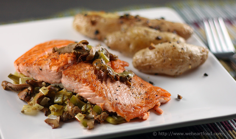 Oven Roasted Coho Salmon With Leeks And